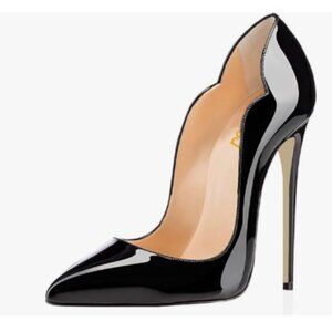 FSJ Black Pointed Toe High Heels Sexy Stiletto Pumps Office Lady Casual Shoes